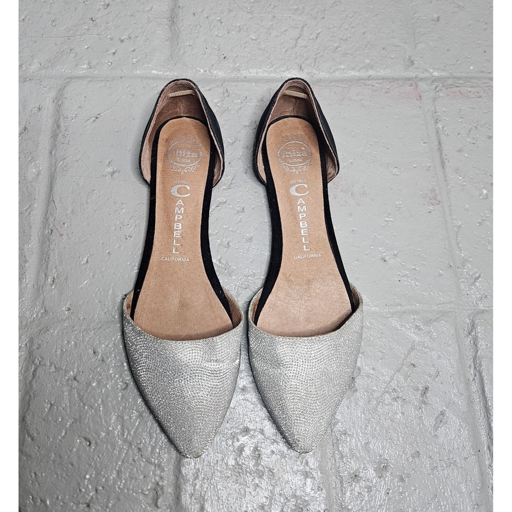 Jeffrey Campbell Women's Flat Size 8 Silver Black Slip On Pointed‎ Toe Shoes